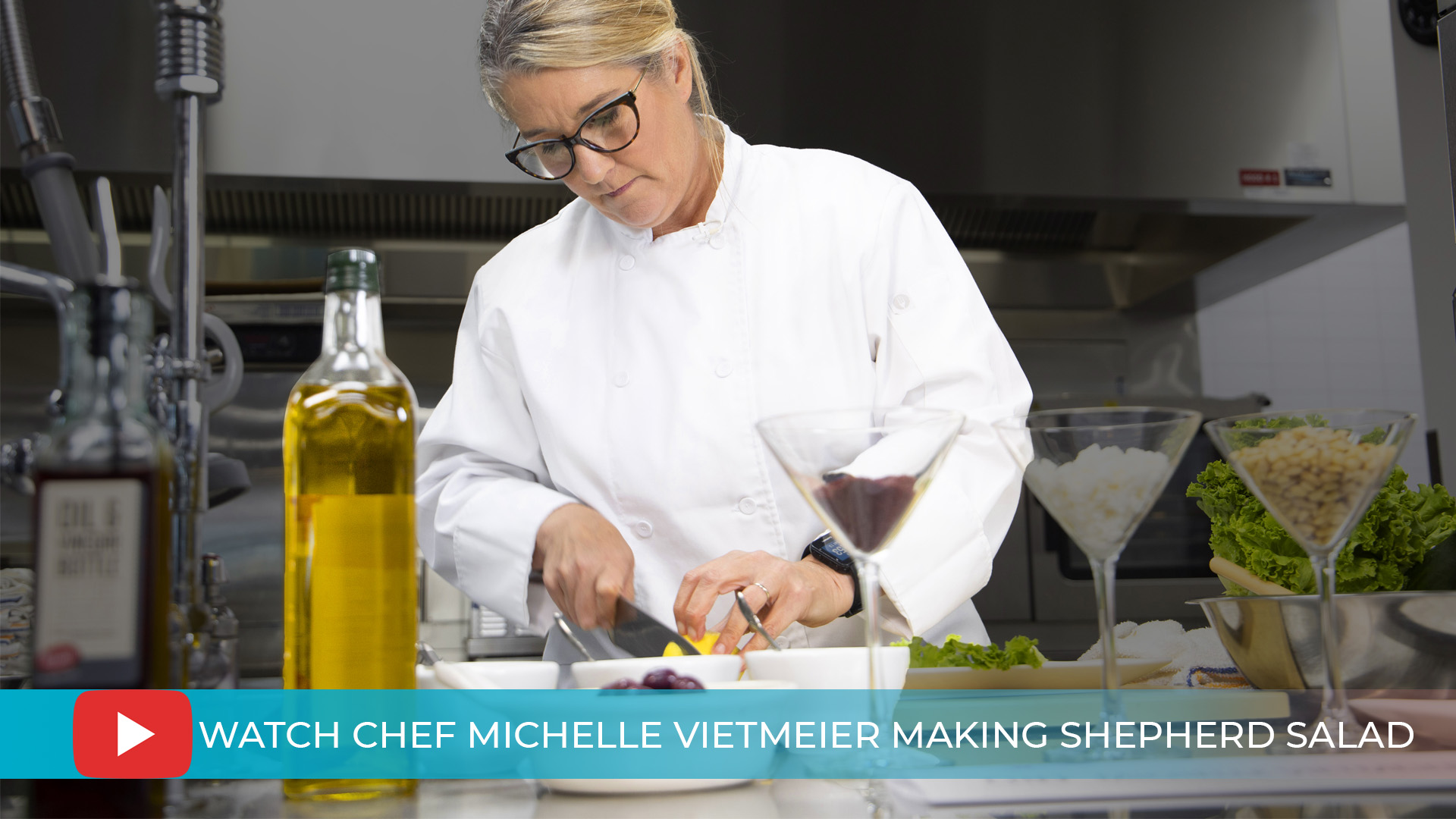 Chef Michelle Vietmeier making Gourmet Shepherd Salad