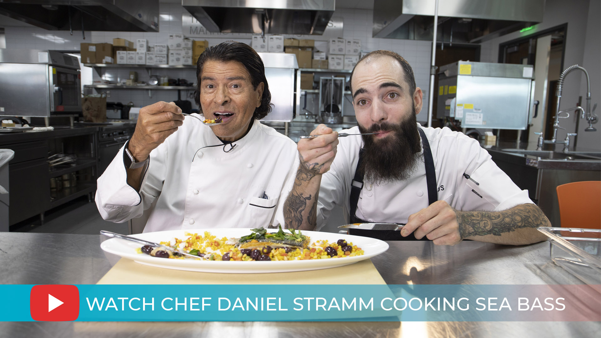 Chef Lucio Arancibia & Chef Daniel Stramm cooking Sea Bass